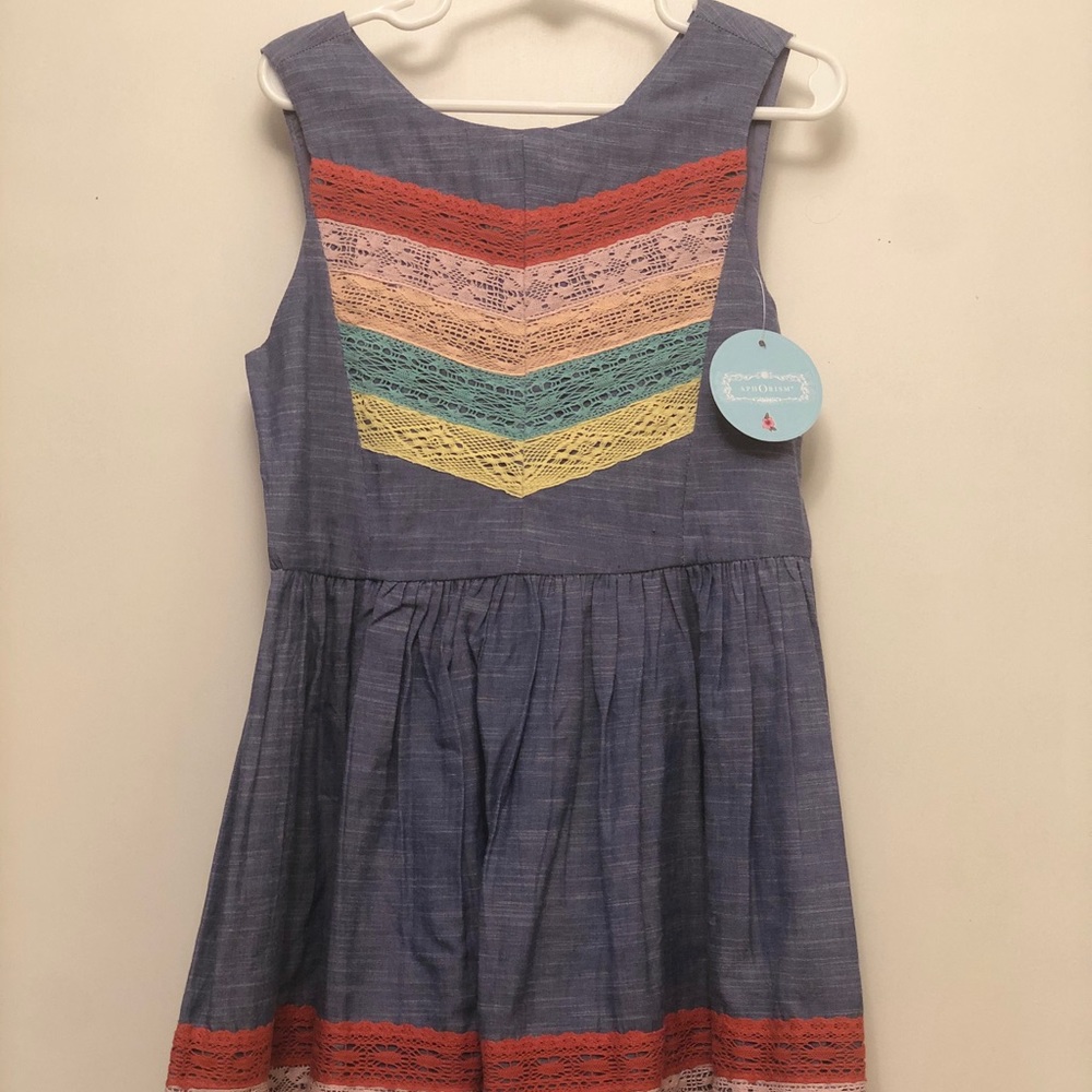Chambray with lace accent dress